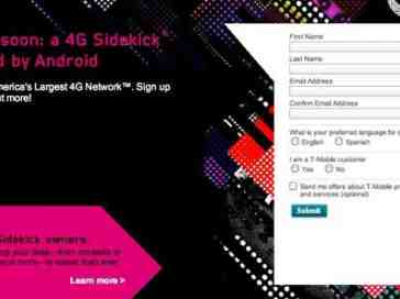 Sidekick 4G info sign-up page live on T-Mobile's site