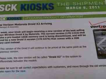 Motorola DROID X2 stars in leaked memo, may just be regular X with smaller SD card