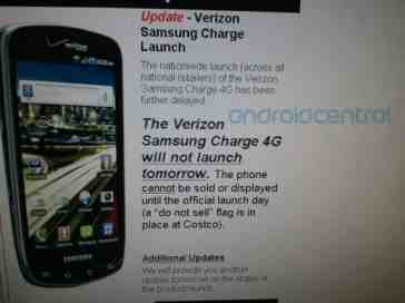 Samsung DROID Charge definitely not coming tomorrow, says Costco screenshot