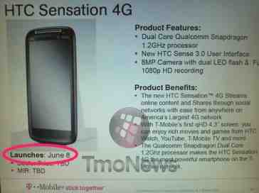 HTC Sensation 4G, Samsung Exhibit 4G, Samsung Gravity Touch 2 slated to hit T-Mobile on June 8th