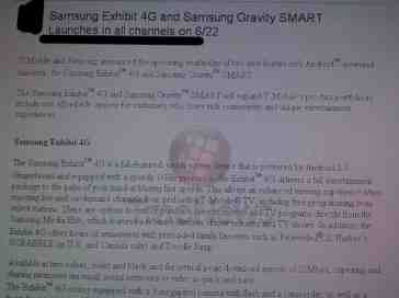 Samsung Exhibit 4G, Gravity Smart hitting T-Mobile on June 22nd