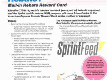 Sprint mail-in rebates look set to return on July 24th