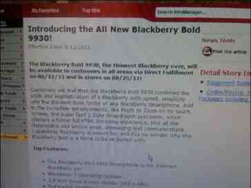 BlackBerry Bold 9930 hitting Verizon direct fulfillment on August 15th, in stores August 25th? [UPDATED]