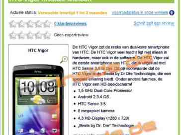 HTC Vigor makes a brief appearance on Dutch retailer's website? [UPDATED]