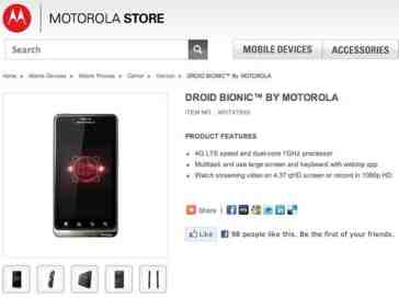 Verizon DROID Bionic makes its way onto Motorola's official store [UPDATED]