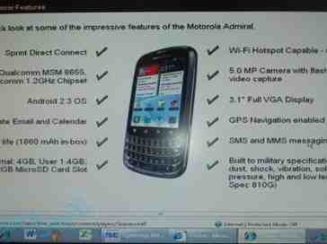 Motorola Admiral revealed as a portrait QWERTY Android phone with Sprint Direct Connect