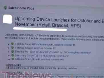 T-Mobile SpringBoard, Samsung Galaxy Tab 10.1 may launch early next month