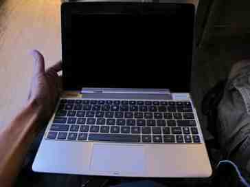 ASUS Transformer Prime photographed in the wild, keyboard dock in tow