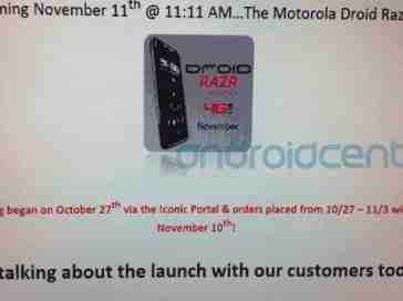 Motorola DROID RAZR now rumored to be launching on November 11th at 11:11 a.m. [UPDATED]