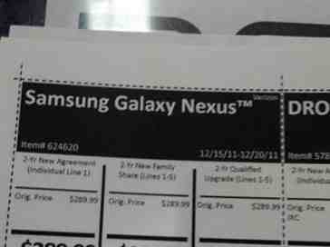 Leaked Costco document teases possible December 15th arrival of Verizon Galaxy Nexus
