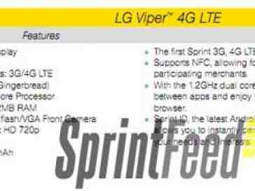 LG Viper 4G LTE specs revealed by leaked Sprint document