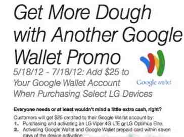 Sprint promo to offer $25 Google Wallet credit to LG Viper 4G LTE, Optimus Elite buyers