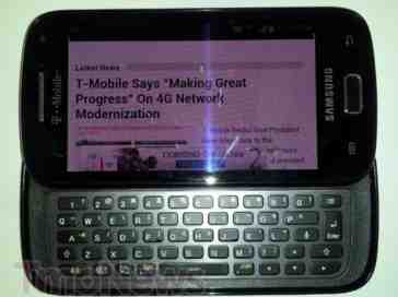 Samsung SGH-T699 for T-Mobile shows off its sliding QWERTY keyboard for the camera