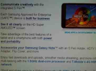 Leaked T-Mobile document names some Samsung Galaxy Note specs
