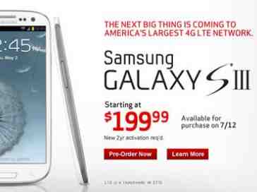 Verizon Samsung Galaxy S III availability may now be set for July 12 [UPDATED]