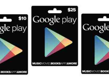 Google Play gift cards official, making their way to retail stores now