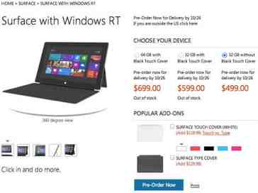 Microsoft reveals Surface with Windows RT pricing, starts at $499 [UPDATED]