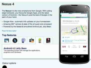 LG Nexus 4 given its own product page on Carphone Warehouse site, complete with spec list