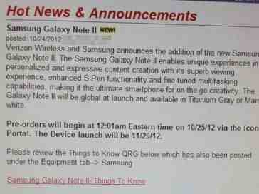 Verizon Samsung Galaxy Note II rumored for November 29 launch