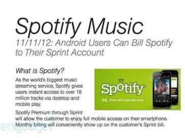Spotify Premium tipped to become carrier billing-enabled for Sprint Android users on Nov. 11