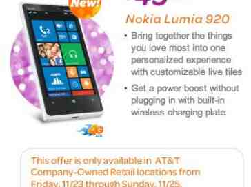 Nokia Lumia 920 to be available from AT&T for $49.99 this weekend [UPDATED]