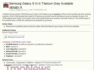 T-Mobile rumored to be releasing Titanium Gray Samsung Galaxy S III in January