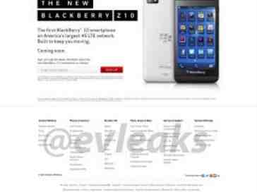 Verizon BlackBerry Z10 landing page leaks, shows the handset in both black and white