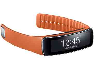Samsung Gear Fit is a fitness tracker with a curved display and changeable straps