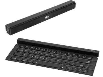 LG Rolly Keyboard is a full-size, roll-up keyboard for your phone or tablet