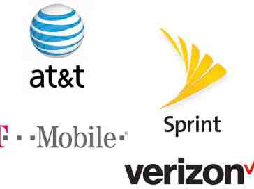 AT&T, Sprint, T-Mobile, and Verizon Wireless logos