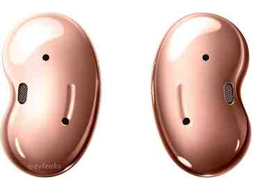 Samsung Galaxy Buds Live earbuds shown in leaked images with bean-like design