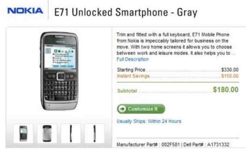 Deal of the day: Dell offers Nokia E71 for $162 (with free shipping)