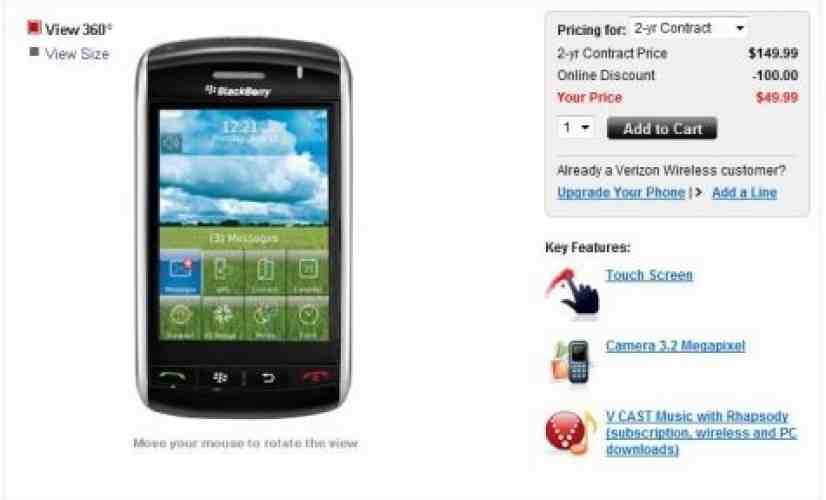 Verizon drops BlackBerry Storm pricing to $49.99