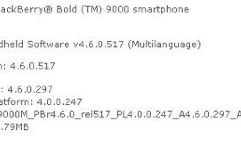 AT&T re-launches OS 4.6.0.297 for BlackBerry Bold