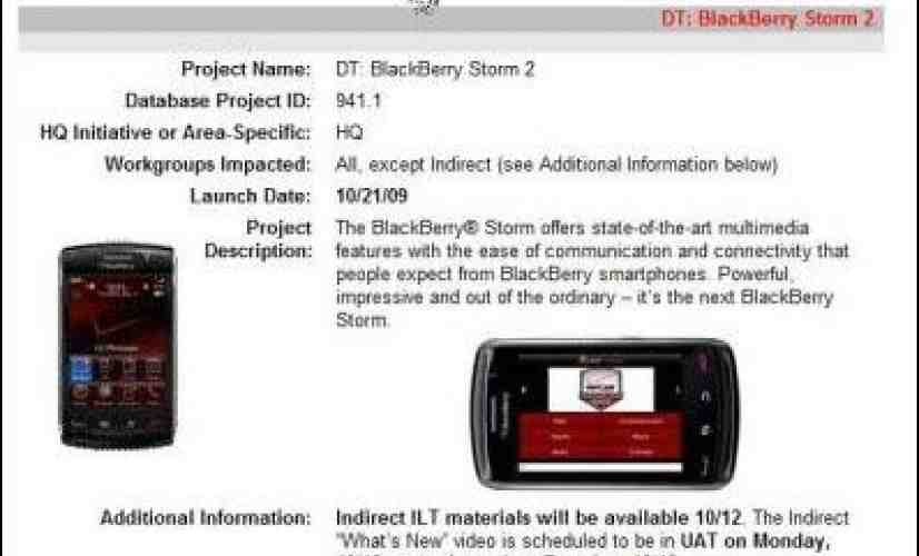 BlackBerry Storm 2 to hit retail shelves on October 21st?