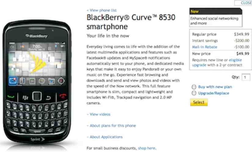 BlackBerry Curve 8530 lands at Sprint
