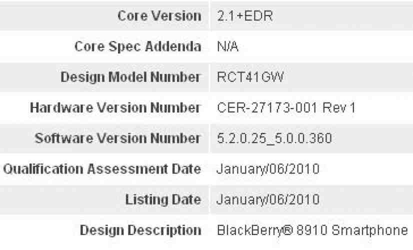 BlackBerry 8910 to be Curve 8900's successor?