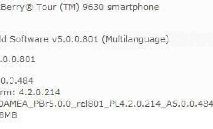 OS 5.0.0.484 now available for Sprint BlackBerry Tour 9630