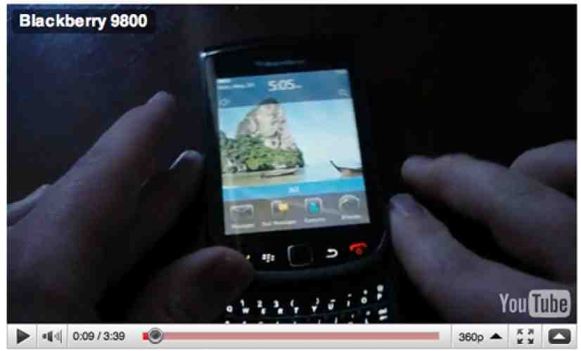 BlackBerry Bold 9800 slider caught showing off OS 6 on video