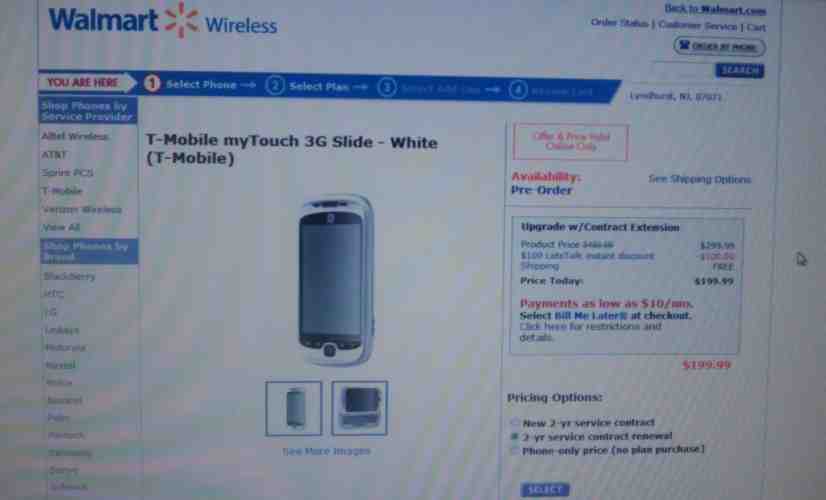 Walmart accepting pre-orders for myTouch Slide