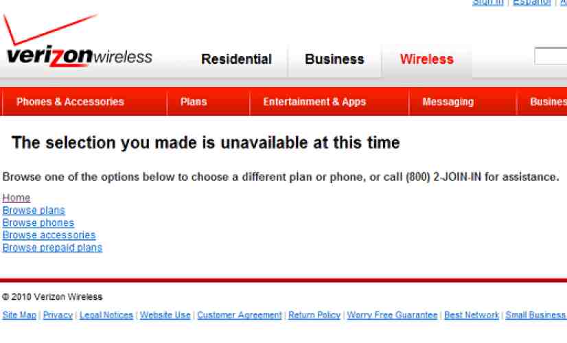 HTC DROID Incredible vanishes from VZW website
