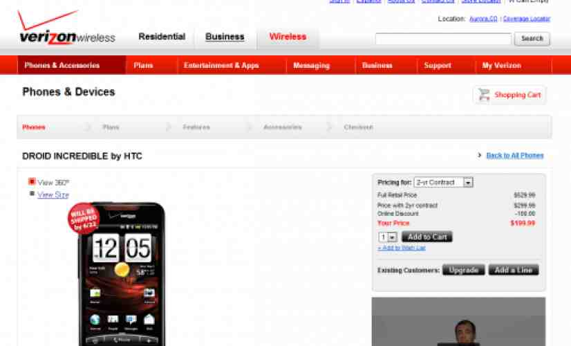 VZW Droid Incredible shipments pushed off until June 22