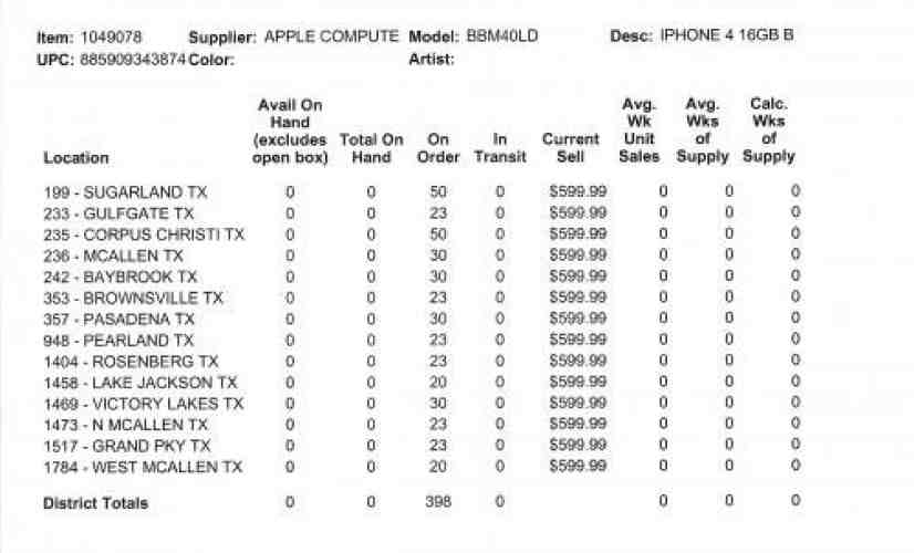 Best Buy iPhone 4 launch inventories leaked, 32 GB will be rare