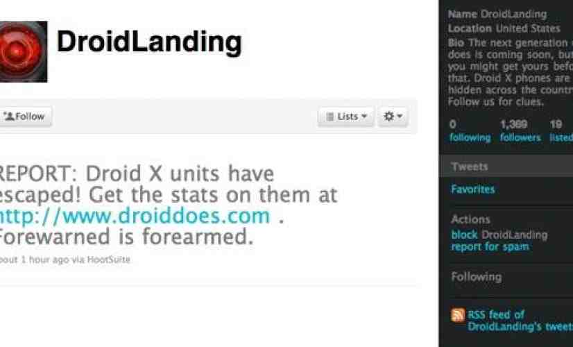 Verizon creates @DroidLanding Twitter, hunt for free DROID Xs begins