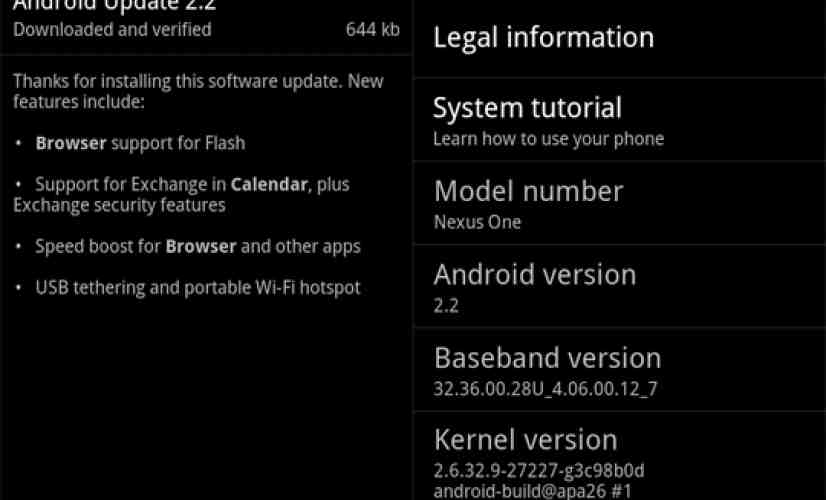 Android 2.2 FRF83 available for Nexus One, rolling out OTA to some