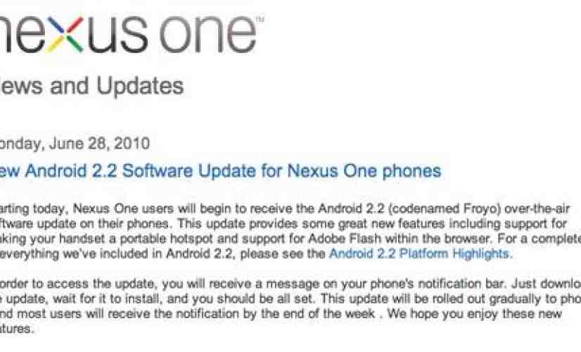 Google makes Android 2.2 official for Nexus One, rolling out now