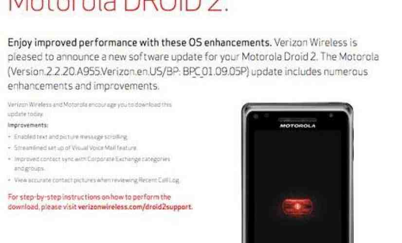 Verizon pushes out DROID 2 update OTA, doesn't fix signal issues