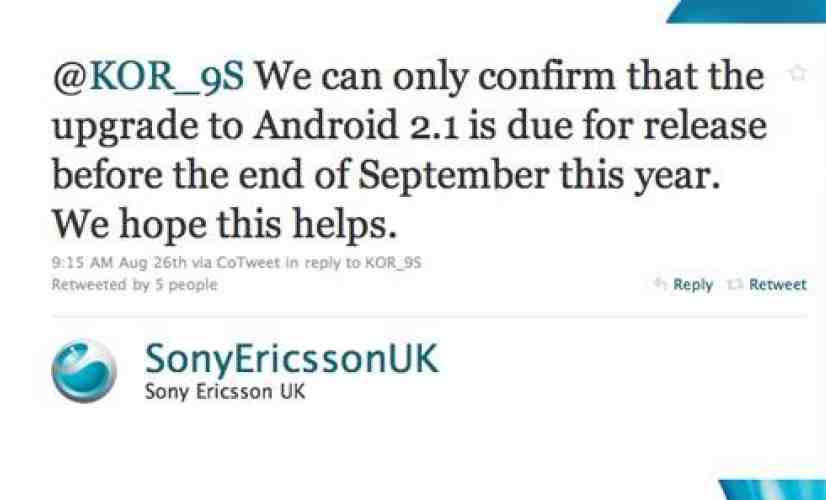 XPERIA X10 line of phones getting Android 2.1 in September