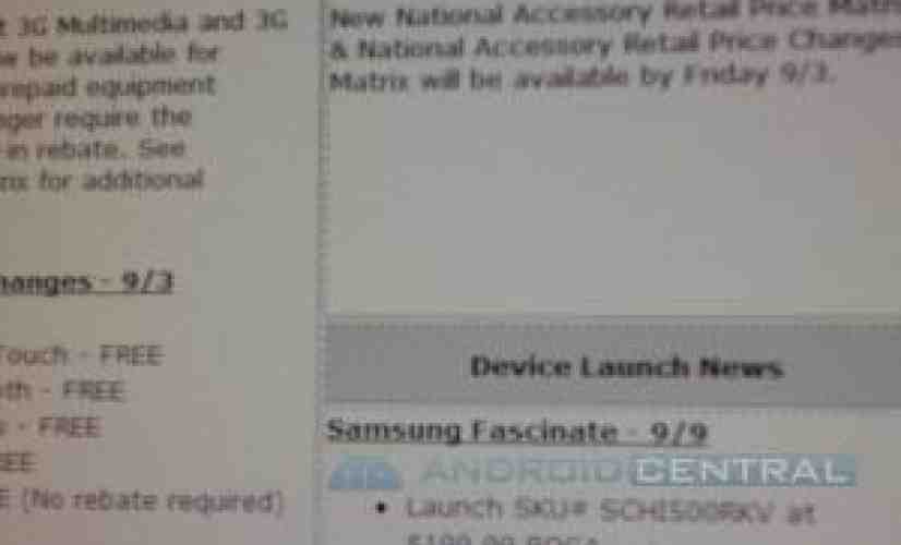 Samsung Fascinate to sell for $199.99 on September 9th