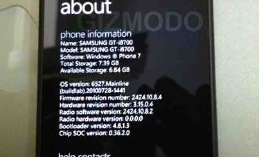 Samsung i8700 with Windows Phone 7 leaks